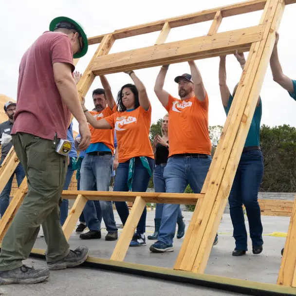 UFCU employees take part in a Habitat for Humanity build